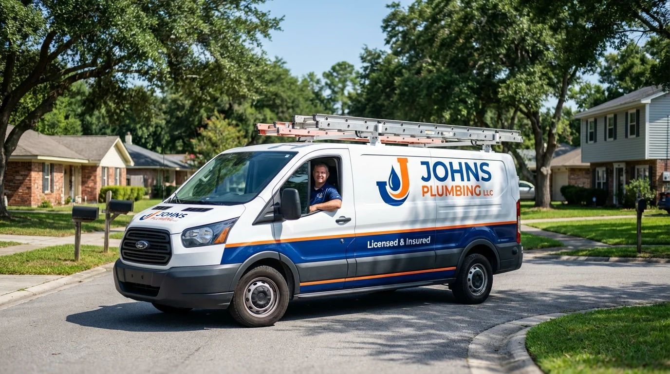 Johns Plumbing LLC service van in Stoughton, WI