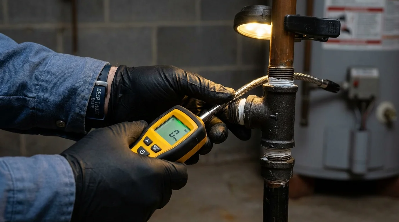 Gas leak detection with electronic sniffer by Johns Plumbing LLC in Stoughton