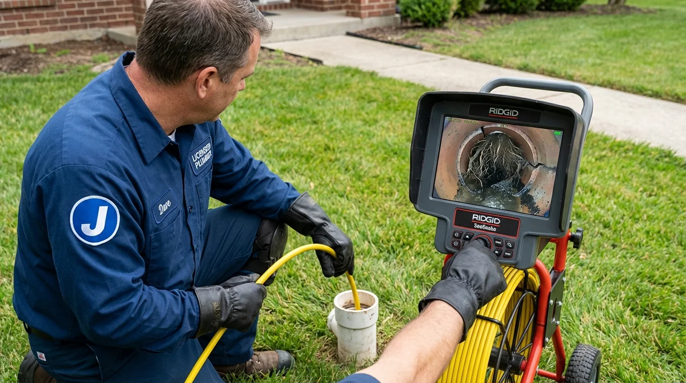 Sewer camera inspection being performed by Johns Plumbing LLC in Stoughton